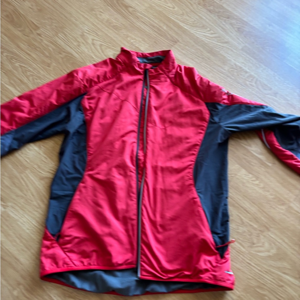 Salomon Red and Gray Zip-Up Lightweight Jacket
